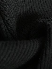 Franclia Áo len dài tay viền tương phản thanh lịch dành cho nữ, Thu/Đông - màu đen - Xem 3