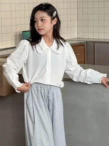 DAZY 女童梭织领衬衫 - 白色 - 查看 4