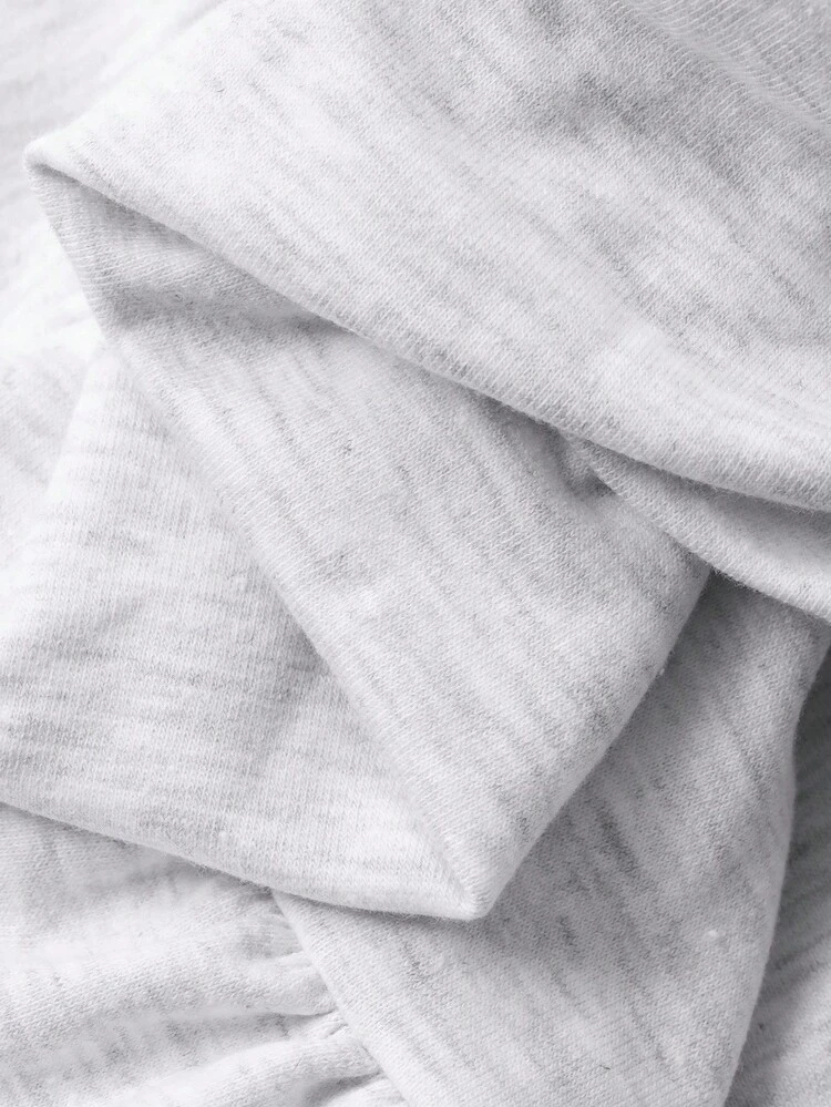 Tween Girl Knit Sweatshirt With Letter Print And Ruffle Hem, Casual