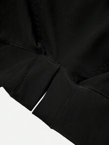 Nuvra 女士二合一仿皮双层开衩黑色塑身裙，带衬里，收腰提臀 - 黑色 - 查看 10