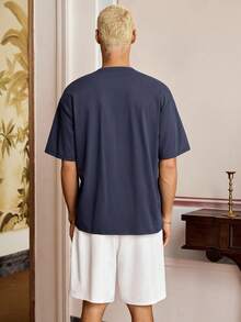 Mainfolk Men's Letter Print Short Sleeve T-Shirt And Shorts Set - Multicolor - View 2