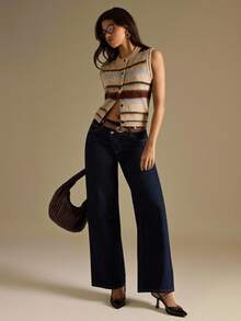 SHEIN BAE Women's Casual Striped Single-Breasted Knitted Vest,Fall Clothes For Women,Halloween,Winter Clothes For Women,Going Out Tops For Women,Back To School,Work Outfits For Women,Apricot Striped Vest Cardigan,Halloween,Halloween Clothes Women,Winter Clothes Women,Fall Sweaters,Fall Clothes For Women,Fall Fashion,Cropped Sweater,Cute Sweater,