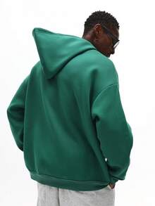 SUMWON Distressed Ripped Design Streetwear Hoodie With Centre Pocket Oversized Casual Pullover Sweatshirt Winter Fall Layer - Green - View 2