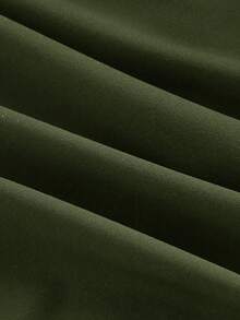 SHEIN MOD Váy ngắn bất đối xứng cổ điển thập niên 70 với chi tiết xếp nếp, cổ yếm, trang trí hạt cườm, viền bánh nhiều lớp và cổ áo xếp nếp - Lấy cảm hứng từ Y2K, hoàn hảo cho kỳ nghỉ trên đảo, tiệc tùng, hẹn hò, tiệc sinh nhật, tiệc trà chiều và lễ hội! - xanh quân đội - Xem 4