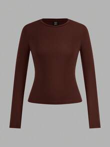 SHEIN EZwear 4 件套女士圆领休闲修身长袖 T 恤套装，秋冬 - 彩色 - 查看 12