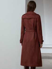 Aveloria Modichic Áo khoác trench coat ve lớn phong cách Âu Mỹ thu/đông mới, đa năng khi đi làm - Màu Đỏ Sâu - Xem 2