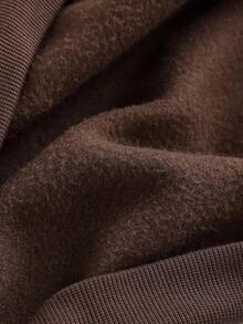 SHEIN Girlism 少女休闲/校园、返校、运动/圆领/刺绣/猪鼻扣/松紧下摆/连帽衫/运动裤/两件套/波西米亚风/街头服饰~套头衫~运动服~舒适 - 棕色 - 查看 4