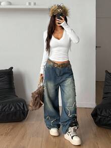 Coolane 女士冬季街头服饰复古基本款保暖/寒冷天气/保暖舒适白色、黑色、棕色长袖 T 恤/三件套 - 彩色 - 查看 7