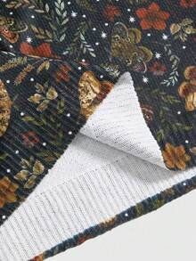 ROMWE Women's Fairycore Butterfly & Moth Floral All-Over Print Pullover Sweater - Brown - View 5