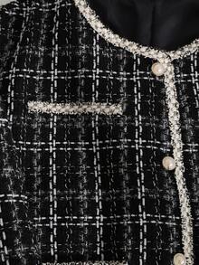 SHEIN Teen Girl Elegant Round Neck Long Sleeve Commuter Wool Blend Coat Autumn Winter Clothes For Girl