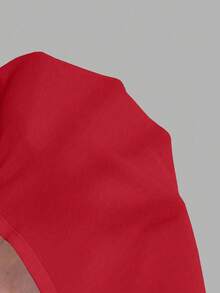 SHEIN LUNE Blus Wanita Kasual Minimalis Warna Polos dengan Lipatan di Bagian Dada dan Lengan Lentera, Musim Semi/Gugur - Merah - View 6