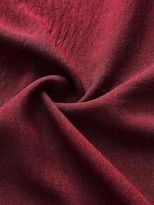 Elenzga 大码女式优雅浪漫派对/婚礼宾客雪纺不对称领口长袖 A 字高开衩长裙，春/秋/冬 - 酒紅色 - 查看 7