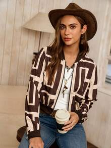 LanaWest Women's Casual Zip-Up Printed Short Jacket, Summer - Multicolor - View 6