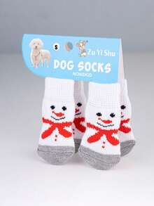 PETSIN 1款宠物卡通袜子，圣诞袜（圣诞老人、驯鹿、雪人图案），防滑爪套，防滑防污，圣诞宠物用品 - 彩色 - 查看 27