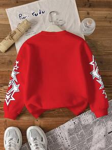 THE POWERPUFF GIRLS X SHEIN 少女花朵、泡泡、毛茛图案圆领长袖运动衫 - 白色 - 查看 2