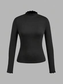 SHEIN EZwear 3 pièces/set T-shirts à manches longues ajustés de style minimaliste décontracté en noir, rouge et blanc, pour l'automne/hiver - Multicolore - Voir 3