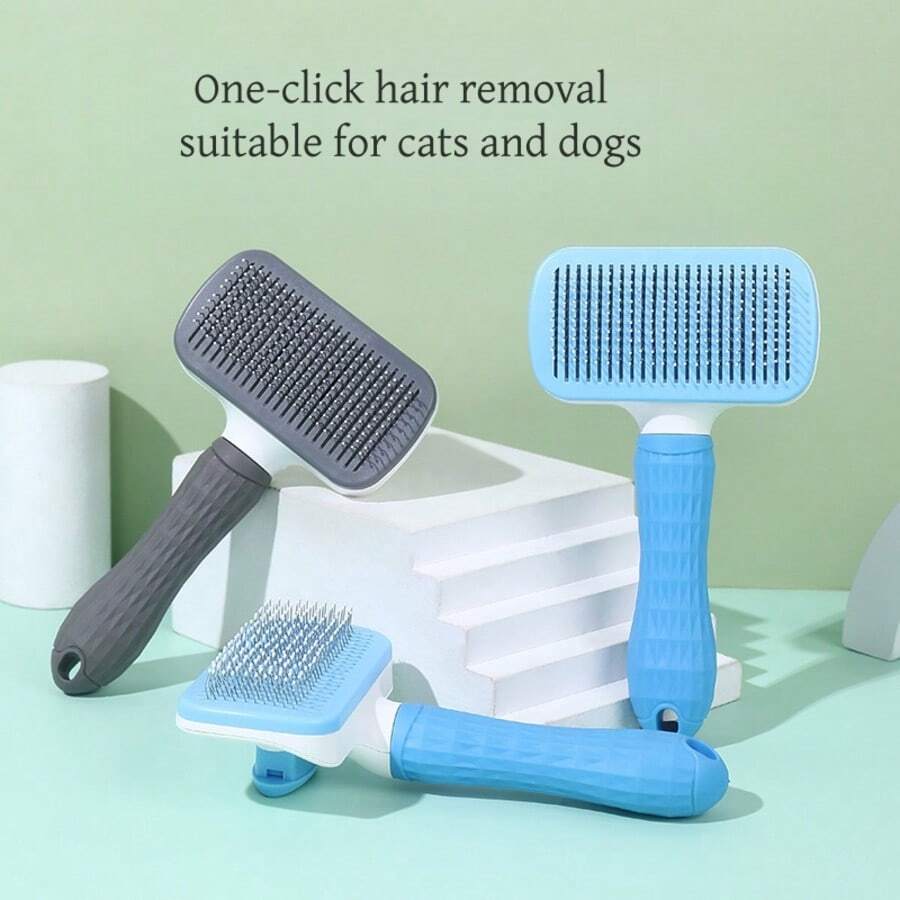 1件宠物毛发梳 - 藍色 - 查看 1