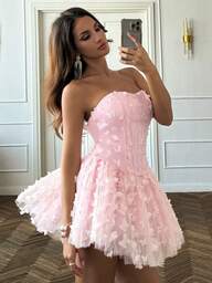 SHEIN BAE Süßes & Sexy 3D Schmetterling Dekor Puffkleid