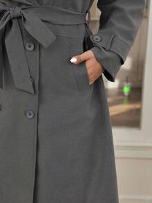 Vionelle Plus Size Trench Coats Long Jacket For Women Long Coat Long Coats For Women Outerwear Women Trench Coat Women - Brown - View 6