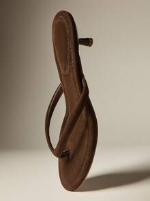 SHUZIA Women Kitten Heels Everyday Chic Casual Sexy Cozy Elegant Faux Suede Thong Heeled Sandals