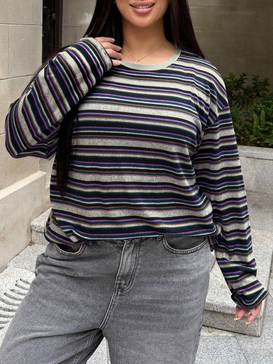 Dazy Plus Plus Size T-Shirts - Grey - View 1