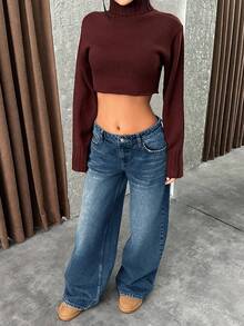 EURMUSE LOW RISE WIDELEG Y2K STYLE GREY JEAN - Dark Wash - View 3