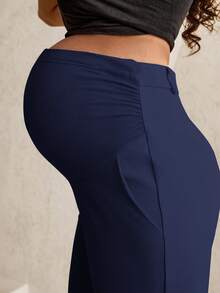 MaterniWear Einfarbige, verstellbare Umstandshose - marineblau - Übersicht 6
