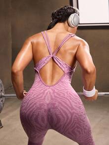 Powerista Salopetă pentru femei cu imprimeu zebră și spate încrucișat