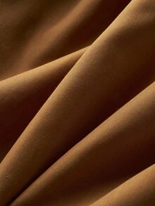 Airaco Áo sơ mi nữ cổ đứng, vai trễ, cài nút đơn giản màu trơn - Màu Khaki - Xem 3