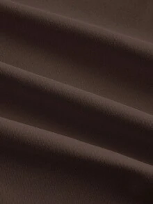 SHEIN MOD Women's Fashion Commuter Brown Asymmetric Collar Flare Sleeve T-Shirt,Brown Top