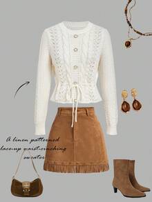 SHEIN MOD Damen Zopfstrick Pullover mit geraffter Taille und Rollkragen für Herbst/Winter