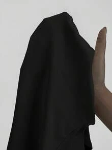 Ontre 女款不對稱抓褶設計立領短袖上衣，都市通勤商務休閒穿搭，職場女性教師基礎上衣 - 黑色 - 查看 8