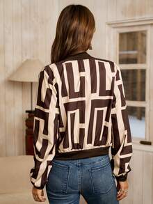 LanaWest Women's Casual Zip-Up Printed Short Jacket, Summer - Multicolor - View 2