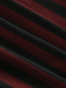 Attitoon Women's V-Neck Striped Pattern Fitted Long Sleeve T-Shirt, Spring/Autumn - Multicolor - View 5