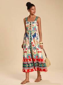 Travachic 热带印花镂空休闲度假吊带裙 - 彩色 - 查看 4