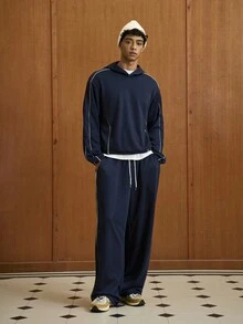 TOKVUE 男士连帽卫衣和裤子 男士两件套 男士套装 男士运动服 男士运动套装 男士慢跑套装，秋季服装 - 寶藍色 - 查看 3