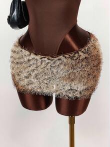 Amplova Women's Y2K Leopard Print Furry Sexy Mini Skirt - Multicolor - View 7