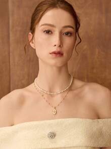 MOTF PREMIUM 仿珍珠多层项链 - 金色 - 查看 2