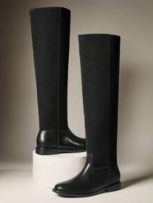 SHUZIA Women Chic Winter Casual Minimalist Lug-Sole Over Knee Boots For Christmas - Black - View 3