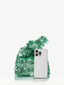 SHEIN SXY 女士手提包，晚宴包，时尚，优雅，简约，个性化，多功能，经典，垂直串珠，绿色，亮片，适合鸡尾酒会，派对，舞会，俱乐部，约会，生日，晚会，约会之夜，舞会 - 綠色 - 查看 4