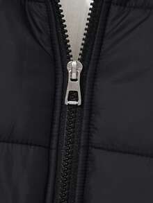 Mirajuku 1pc Boys' Thick Padded Hooded Long Padded Coat, Warm For Snowy Weather, Autumn/Winter Fall - Black - View 5