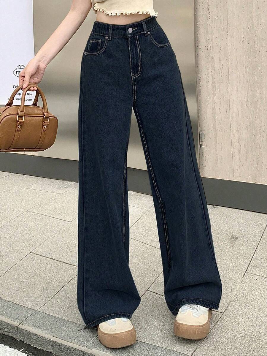 DAZY 女式宽松喇叭腿长牛仔裤