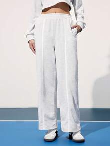 CourtClass Pantalones casuales y versátiles de mujer con cintura elástica y pierna ancha para yoga y entrenamiento