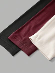 SHEIN BASICS 3pcs Solid Color Knit Long Sleeve Fitted Turtleneck Mini Dress For Women - Burgundy - View 4