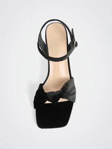 Maija 新款时尚粗跟百搭女士高跟凉鞋 - 黑色 - 查看 3