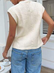 Serisse Maglia casual da donna con decorazione in metallo, adatta per l'autunno/inverno, con bottoni, capo versatile per l'inverno, caldo e confortevole per l'autunno e l'inverno, ideale anche per il Ringraziamento e l'estate - Albicocca - Visualizzare 2