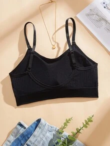 Women's Ribbed Black Backless Comfortable Casual Underwear - Black - View 6