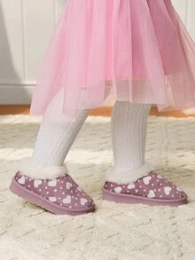 Cozy Pixies 1 Paio di pantofole invernali con cuori alla moda, senza lacci, con fodera calda, adatte per casa, casual, uso quotidiano, esterno in inverno (modello casuale)