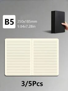 SHEIN Sổ tay A5/B5 màu Kraft/đen, sổ ghi chép đơn giản với các ô vuông kẻ ngang, sổ tay trắng số lượng lớn, sổ nhật ký du lịch không kẻ dòng, sổ phác thảo, sổ ghi nhớ, sổ kế hoạch cho văn phòng, lớp học. - Nhiều màu - Xem 12