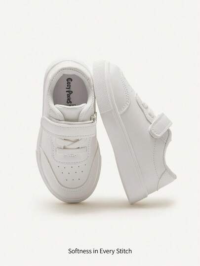 Cozy Pixies 1 par de zapatillas planas de lona blanca para bebé, cómodas, livianas y versátiles, apropiadas para la temporada de regreso a la escuela